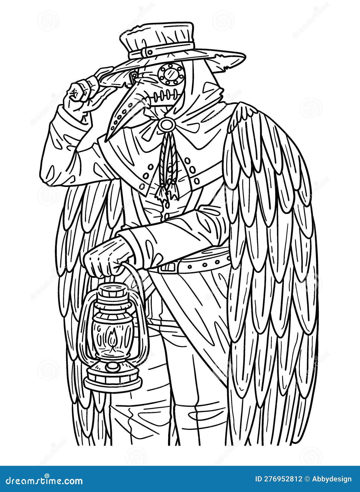 Halloween plague doctor isolated coloring page stock vector