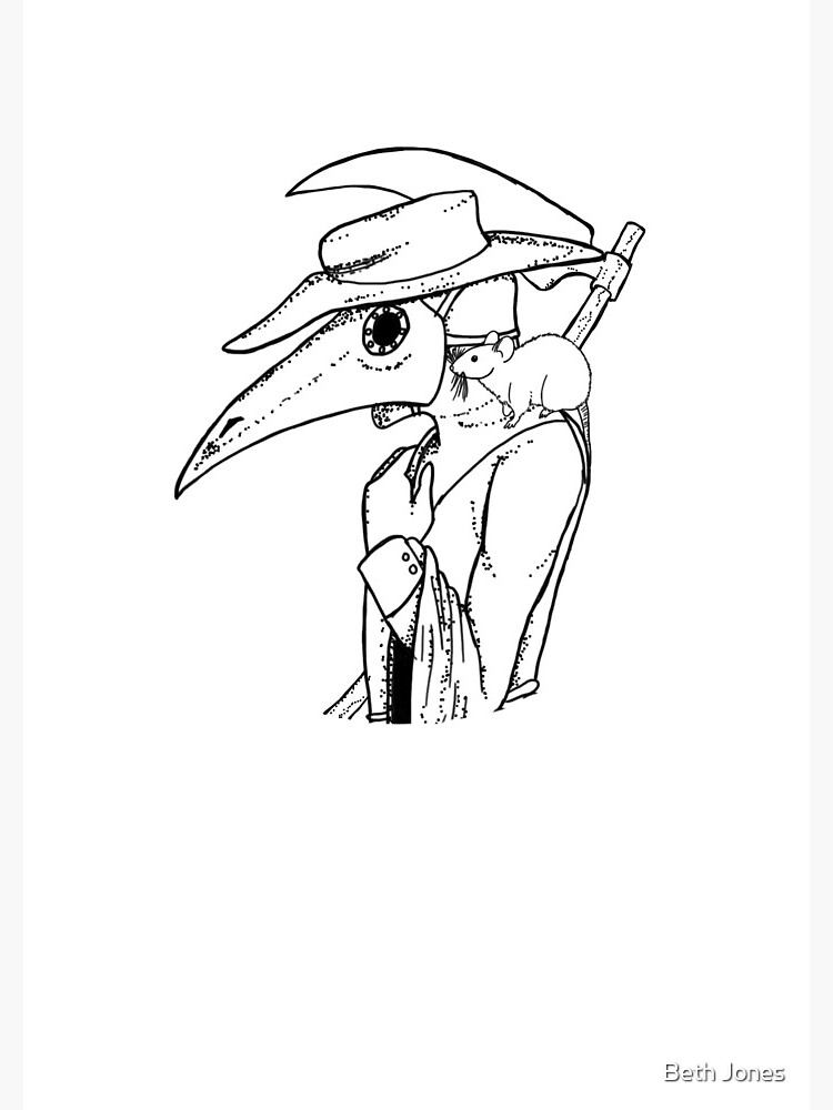 Plague doctor tattoo style dot work spiral notebook for sale by beth jones