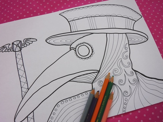 Halloween plague doctor mask coloring page adults horror goth download colouring venice printable print digital fishes lasoffittadiste download now