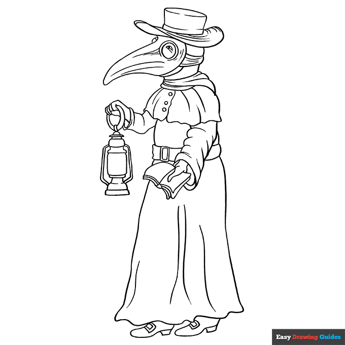 Plague doctor coloring page easy drawing guides