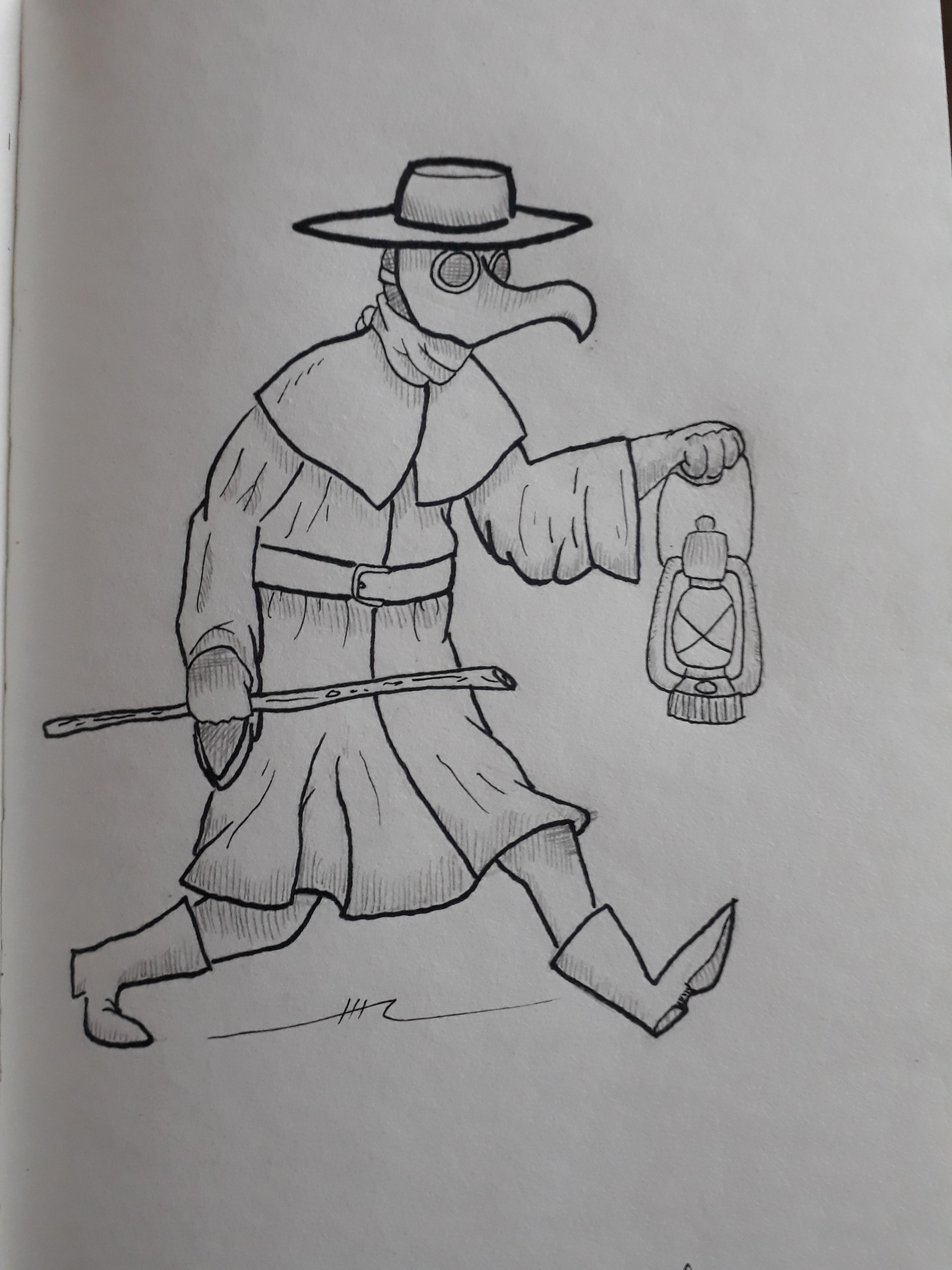 Decided to try and draw a plague doctor its not perfect but wanted to share it anyway rdrawing