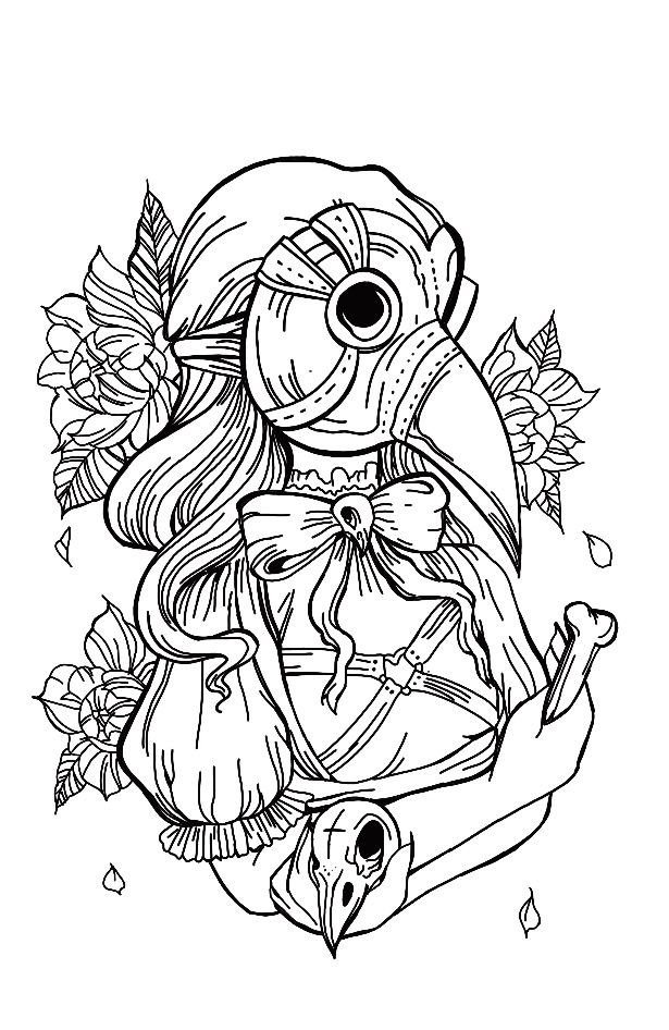 Plague doctor coloring book art mini drawings detailed coloring pages