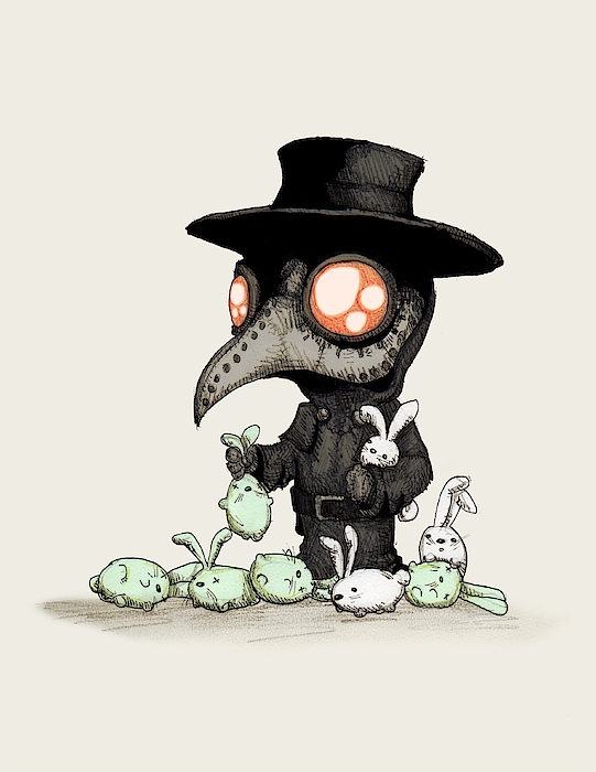 Plague doctor experiments greeting card by ludwig van bacon