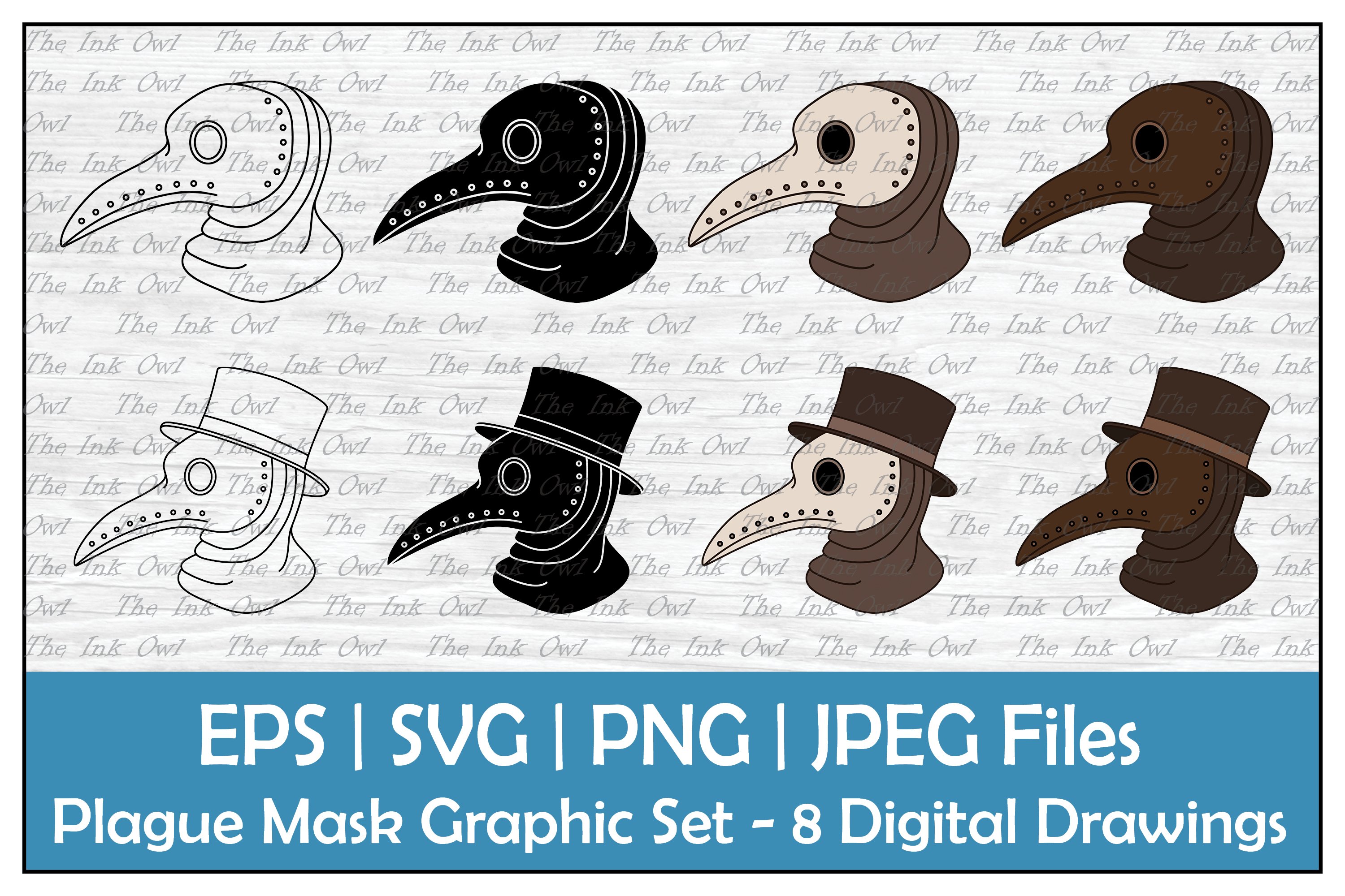 Doctor with plague mask outline silhouette color clipart