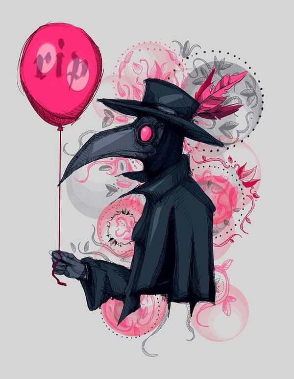 Plague doctor balloon poster by ludwig van bacon
