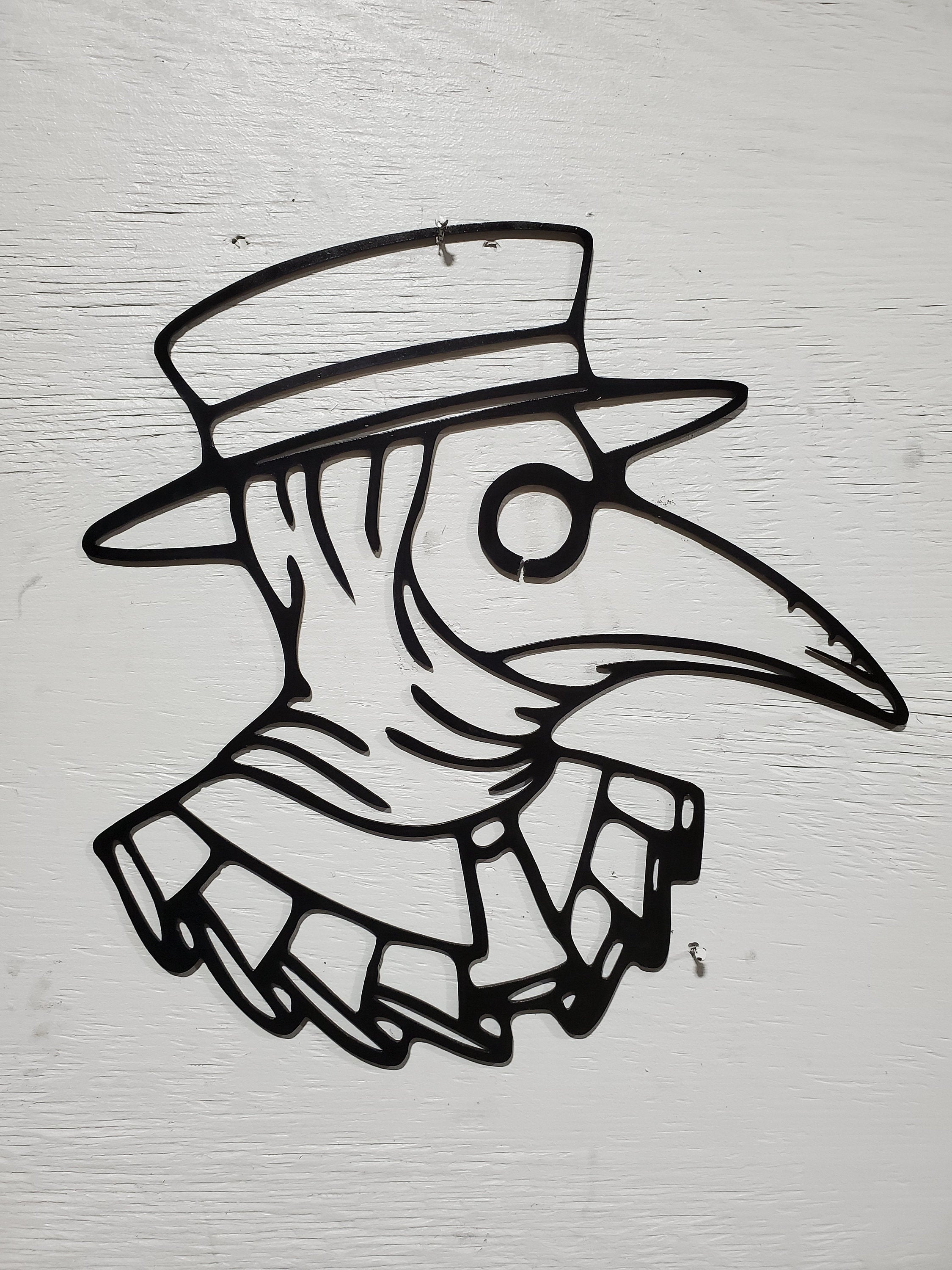 Plague doctor metal wall art