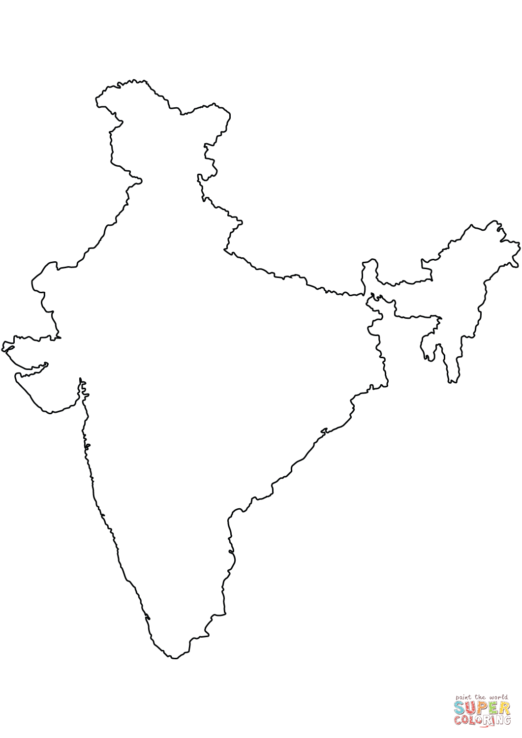 India blank outline map coloring page free printable coloring pages