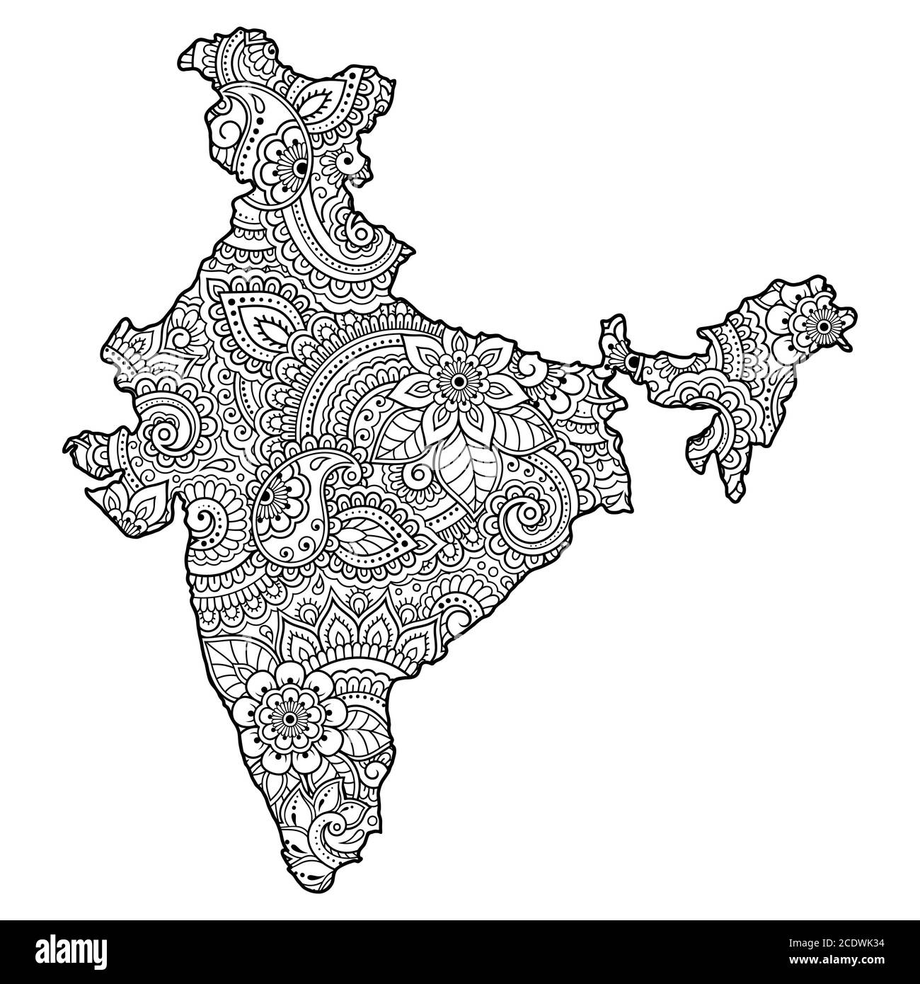 Outline map of india filled with a high