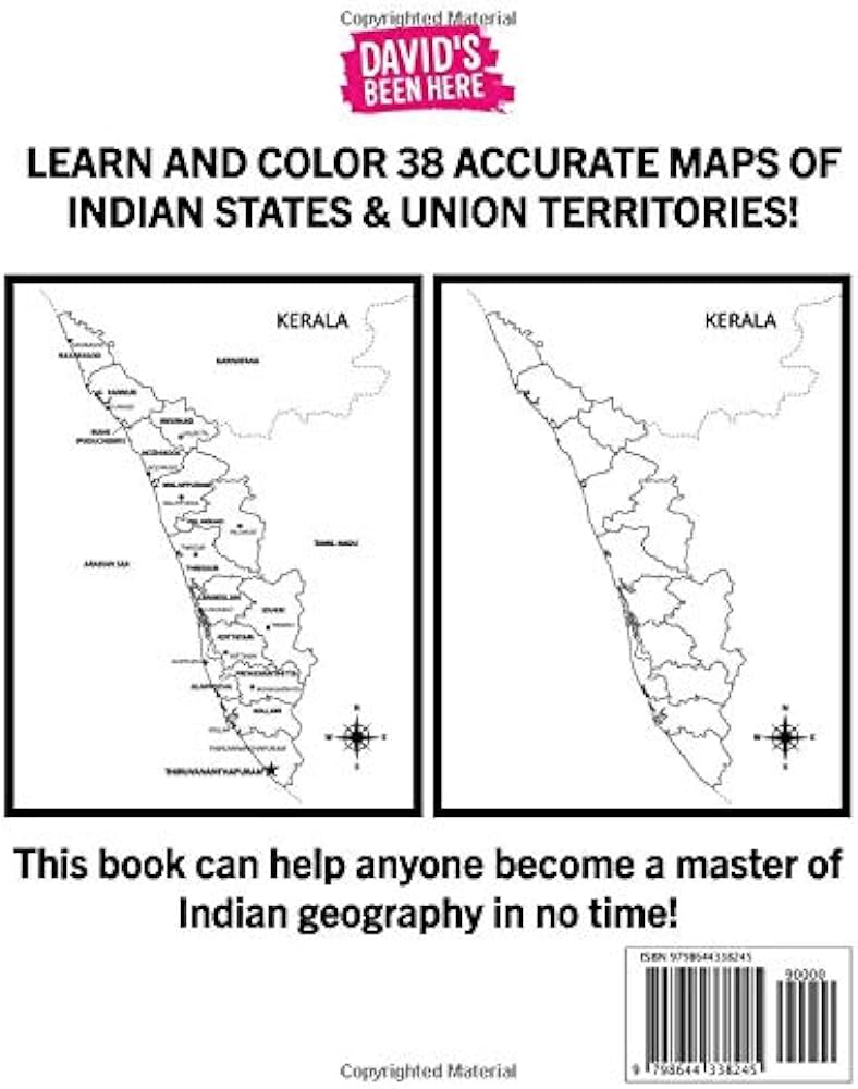 India map coloring book political maps of indian states union territories davidsbeenhere books