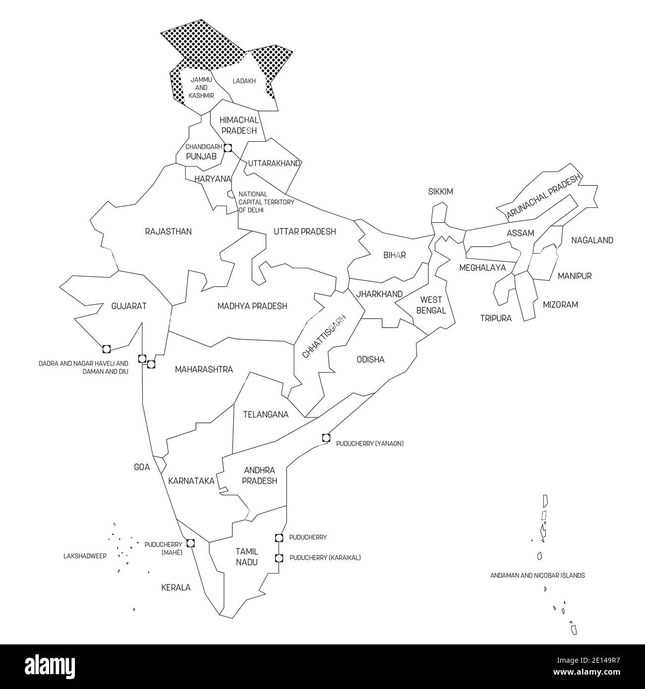 India map with states hi