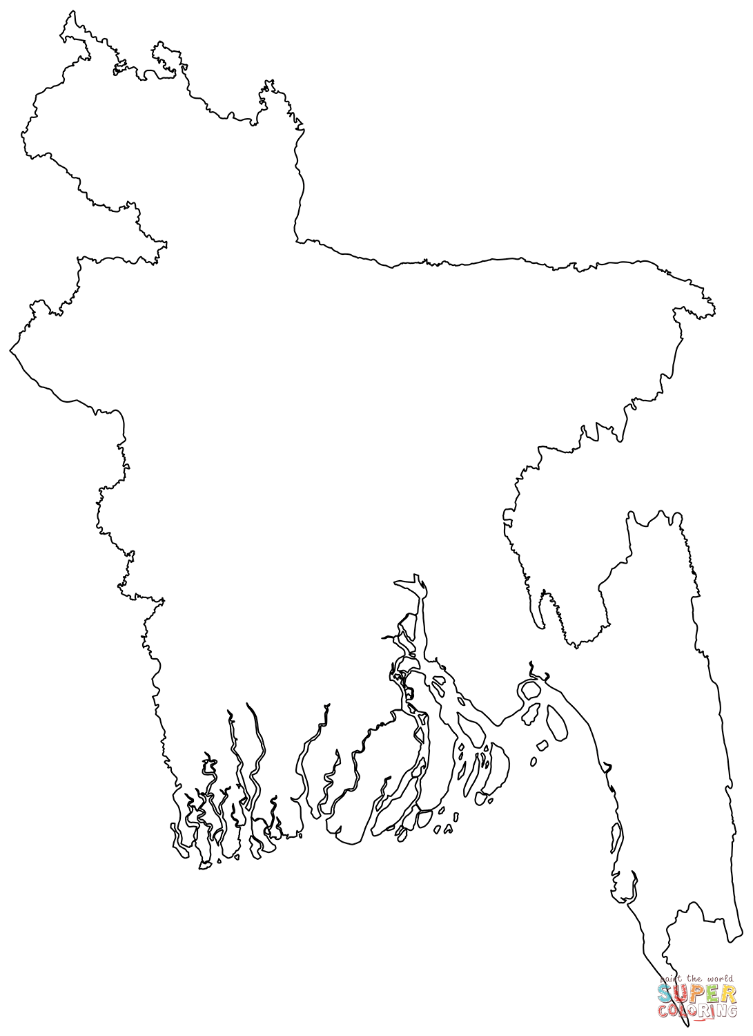 Outline map of bangladesh coloring page free printable coloring pages