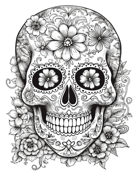 Sugar skulls coloring pages for adults volume perfect for dia de los muertos halloween and just for fun