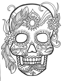 Sugar skulls day of the dead coloring pages for adults