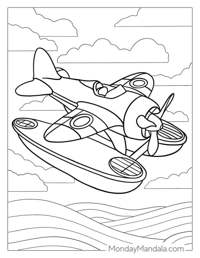 Airplane coloring pages free pdf printables