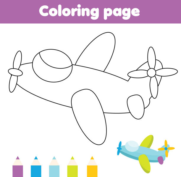 Plane coloring pages pictures stock illustrations royalty