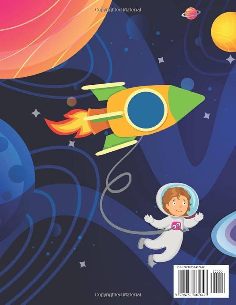 Space coloring book for kids earth moon planets astronaut astronomy deep space cosmos galaxy outer planets space exploration satellite space ship saturn rocket and more by book hb