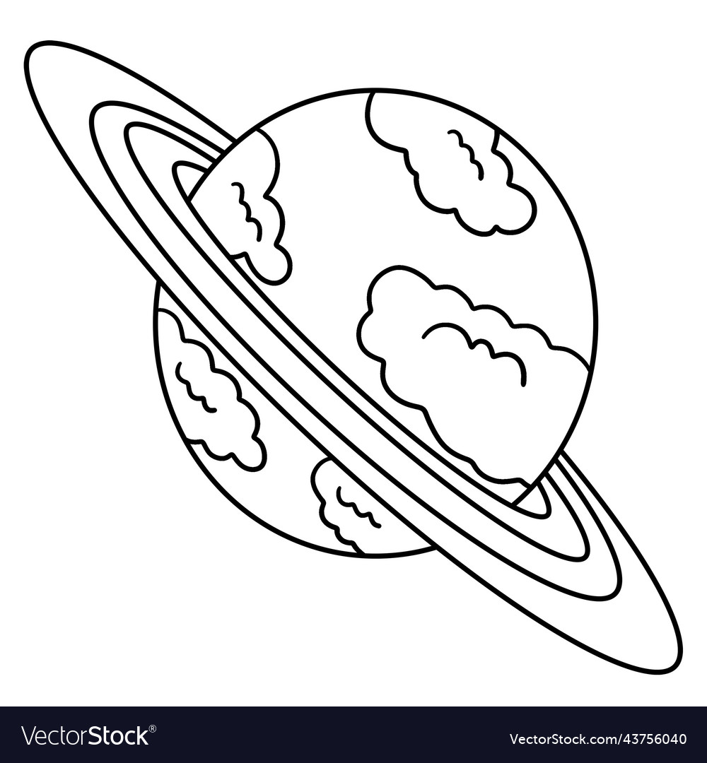 Planet saturn isolated coloring page for kids vector image