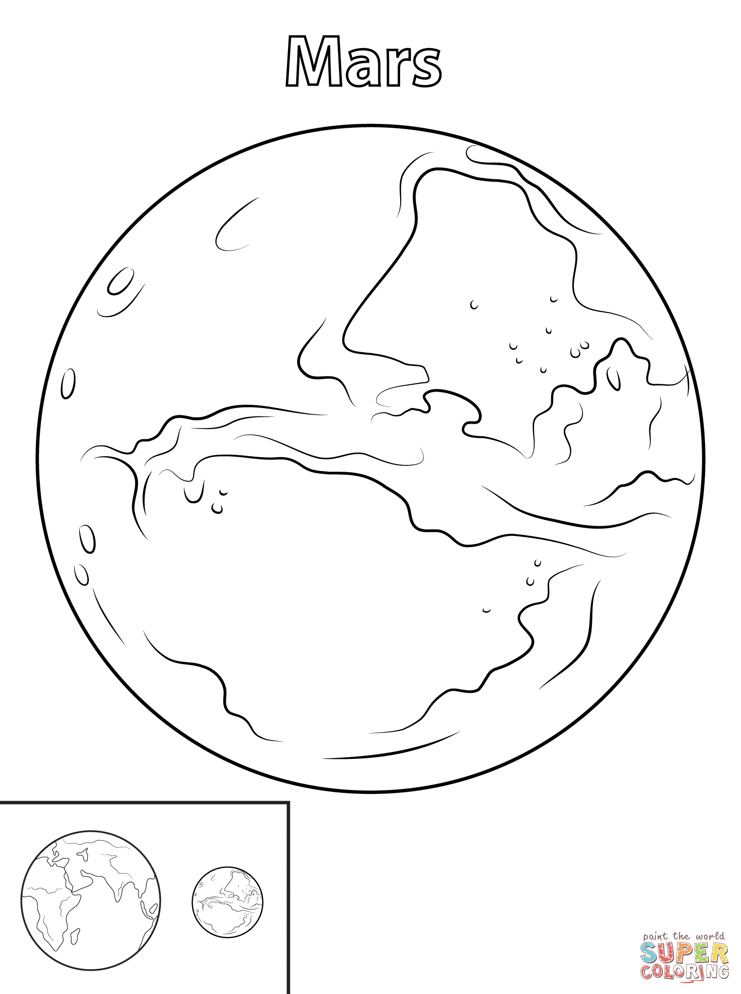 Mars planet coloring page free printable coloring pages
