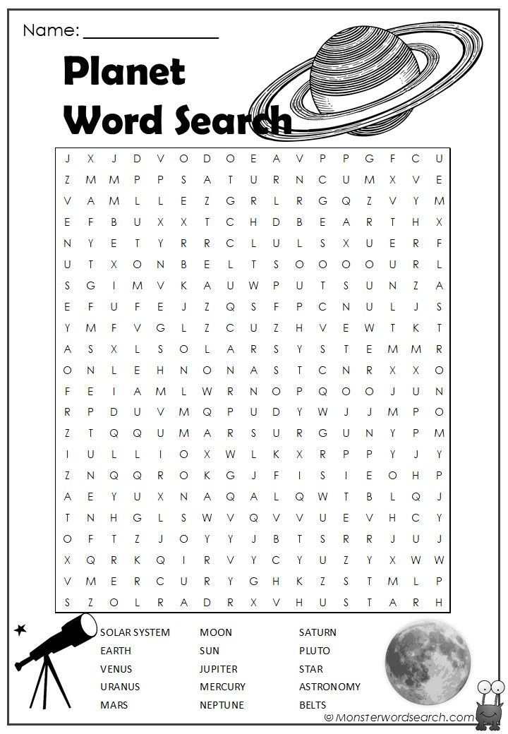 Planet word search word puzzles for kids space activities school activities