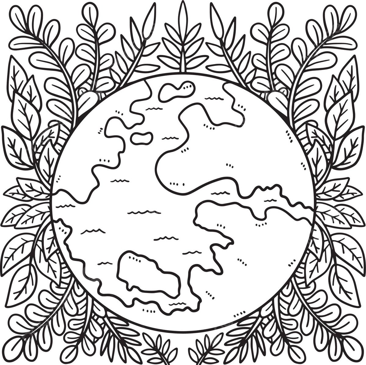 Dibujo de pãgina para colorear la tierra rodeada hojas el dãa vector png dibujos hojas de dibujo dibujo de la tierra dibujo de anillo png y vector para dcargar gratis