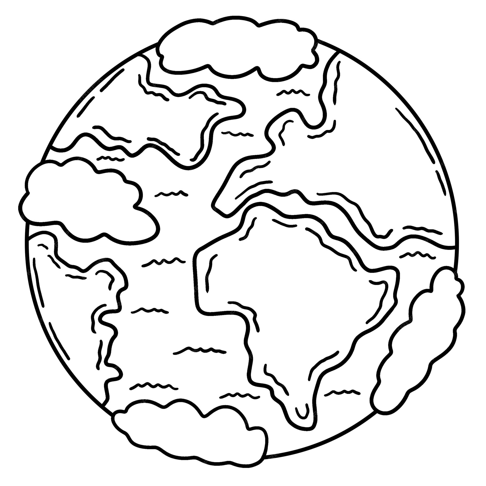 Pãgina para colorear aislada del planeta tierra para niãos vector premium