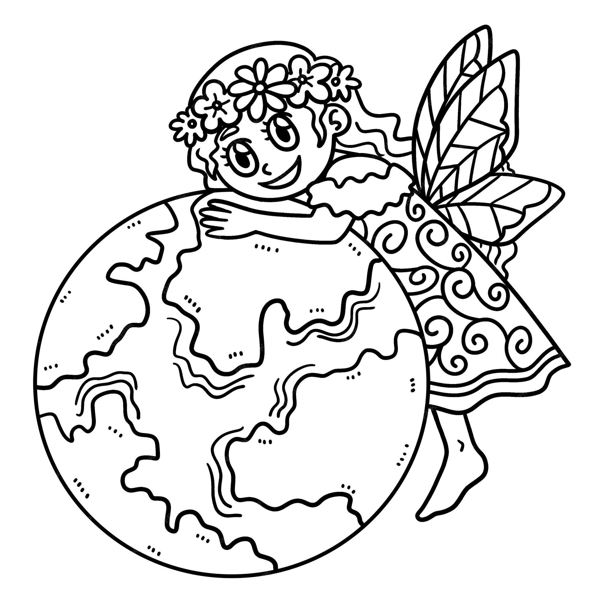 Premium vector earth day mother nature isolated coloring page