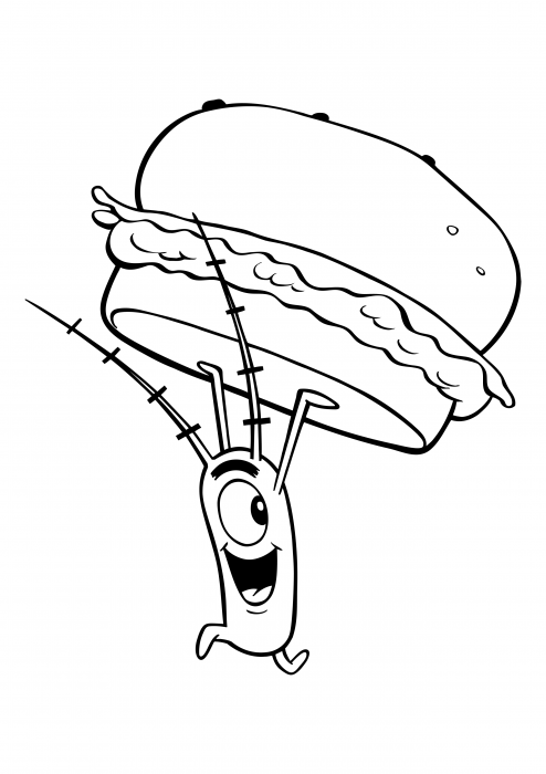 Sheldon james plankton with a hamburger coloring pages sponge bob square pants coloring pages