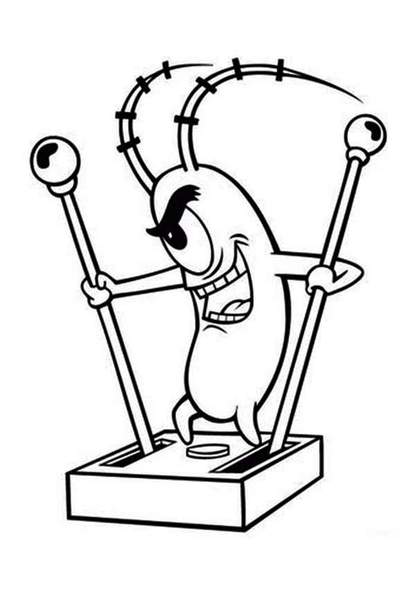 Plankton with robot handle coloring page