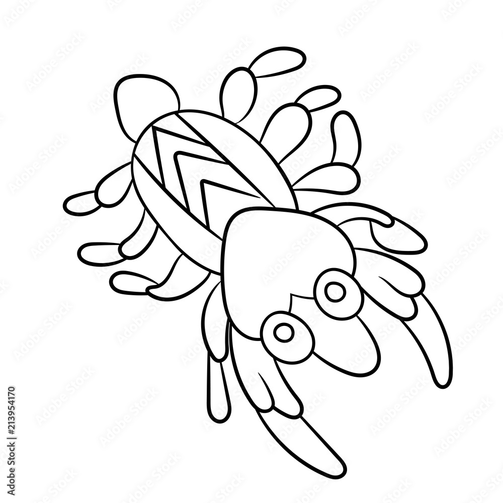 Plankton shrimp in coloring page for childrean and adult in vector vector