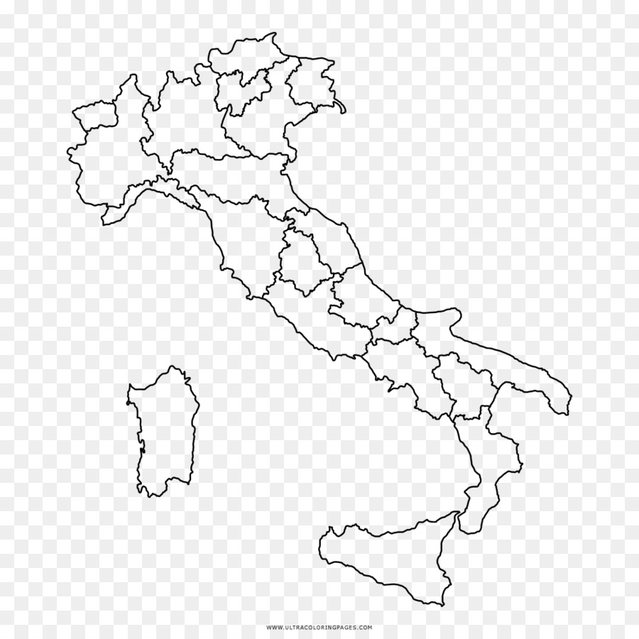 Las region de italia mapa libro para colorear imagen png