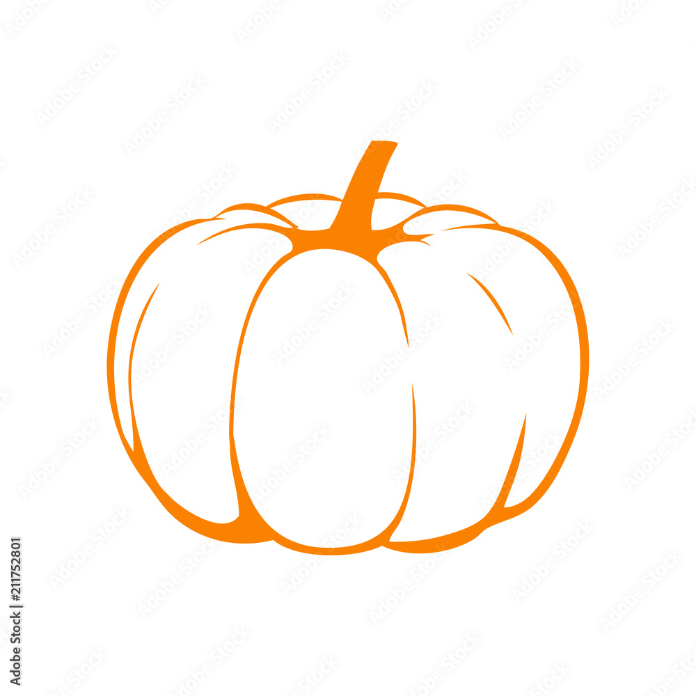 Icono plano dibujo calabaza en color naranja vector