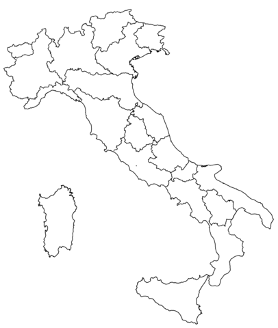 Outline map of italy with regions coloring page free printable coloring pages