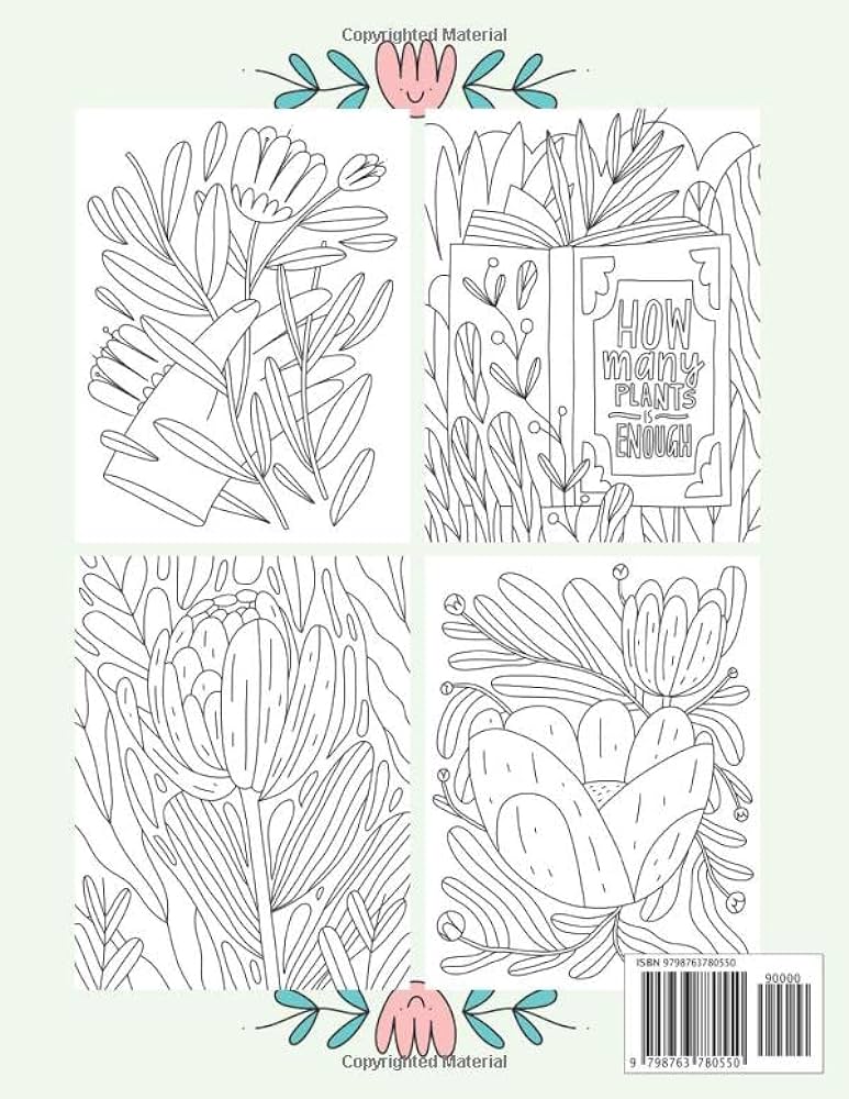 Plants coloring book a collection of stress relieving coloring pages for adults relaxation with beautiful houseplants cactus botanical garden bloom flower and floral designs press catty books