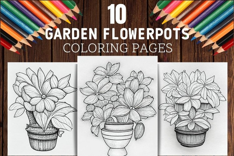 Garden flowerpots nature coloring pages