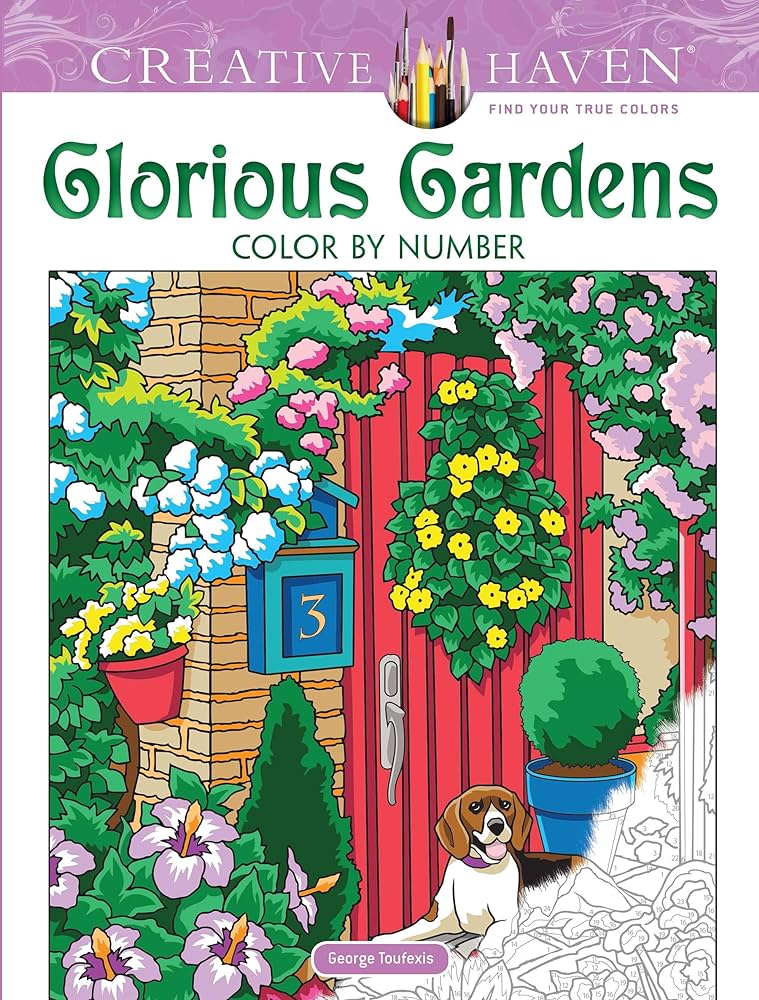 Creative haven glorious gardens color by number coloring book adult coloring books flowers plants toufexis george books