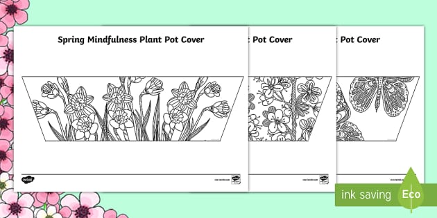 Ð spring mindfulness plant pot cover colouring page