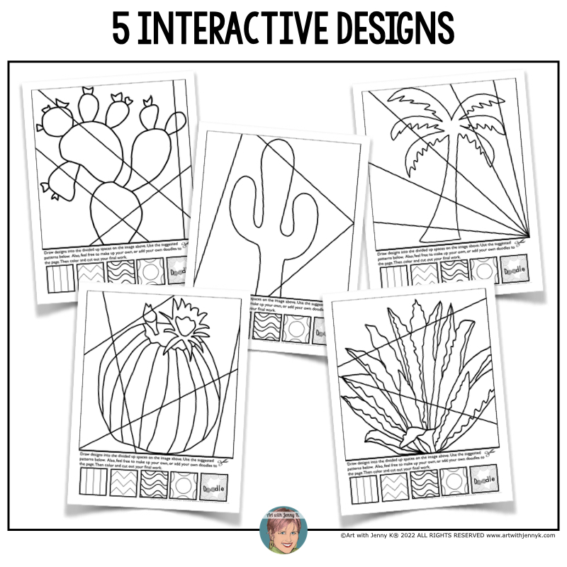 Desert plants coloring pages art with jenny k