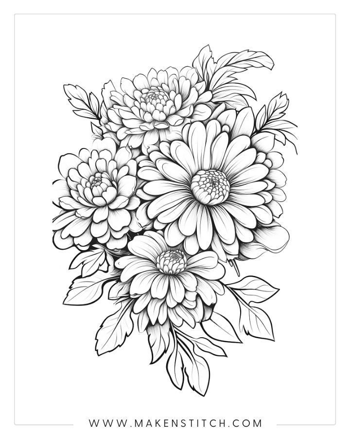 Flower coloring pages for kids and adults free printables