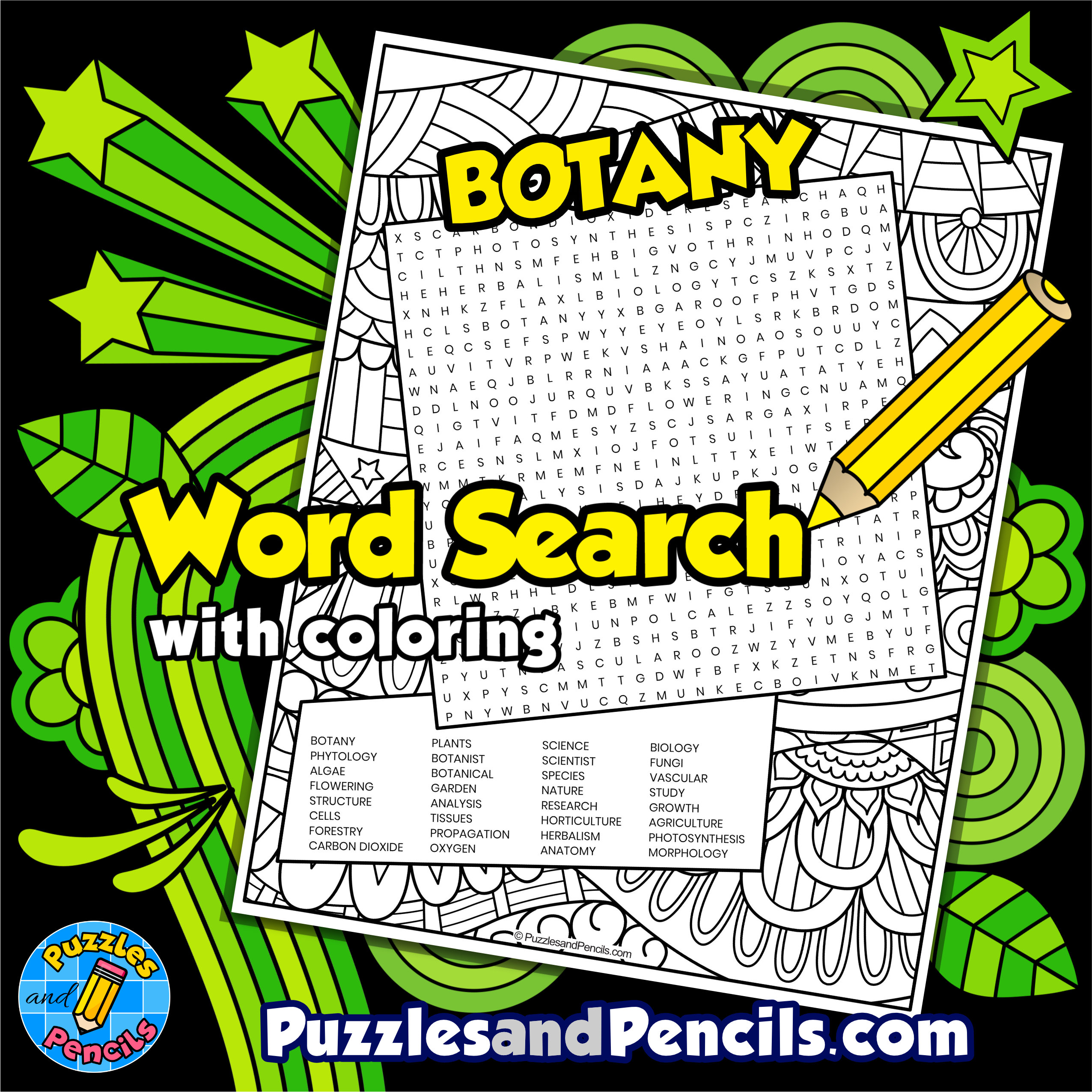 Botany word search puzzle with coloring plant biology wordsearch made by teachers