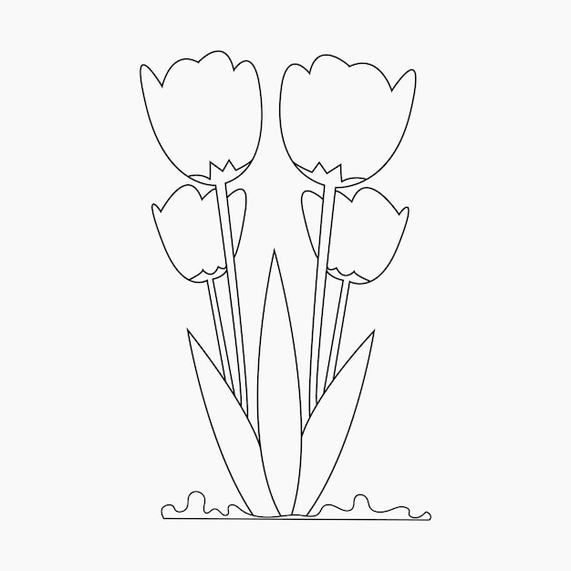 Hermoso libro para colorear de flor fãcil para niãos en edad precolar vector premium
