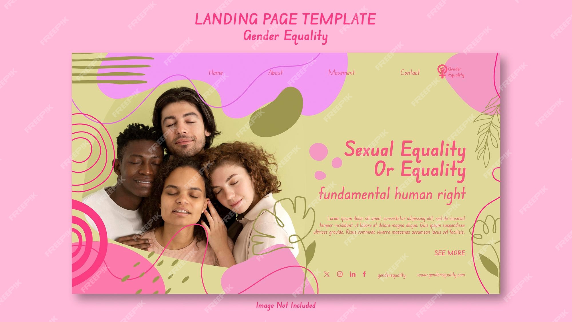 Plantilla de pãgina de dtino igualdad de gãnero color dulce simple rosa y verde archivo psd premium