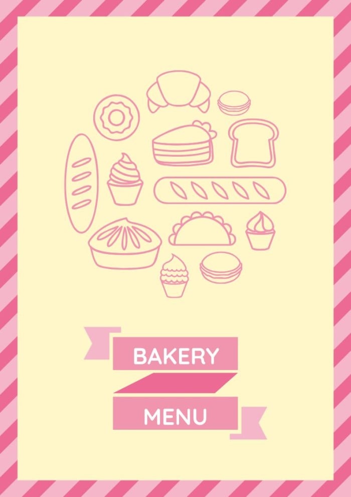 Menãº de panaderãa bonito en color rosa gratis