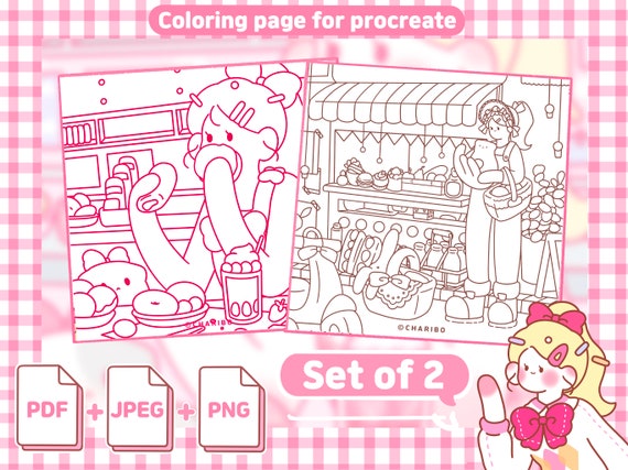 Conjunto de impresiones pãginas para colorear digitales pãginas para colorear imprimibles hoja para colorear para adultos y niãos plantilla para colorear plantilla para colorear del ipad