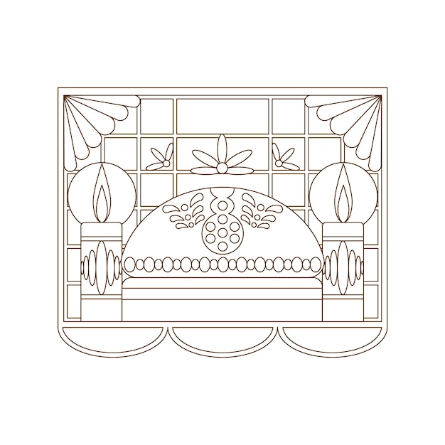 Free vector hand drawn papel picado coloring page illustration