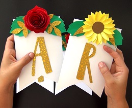 Molde pdf de banderines con rositas y girasoles online