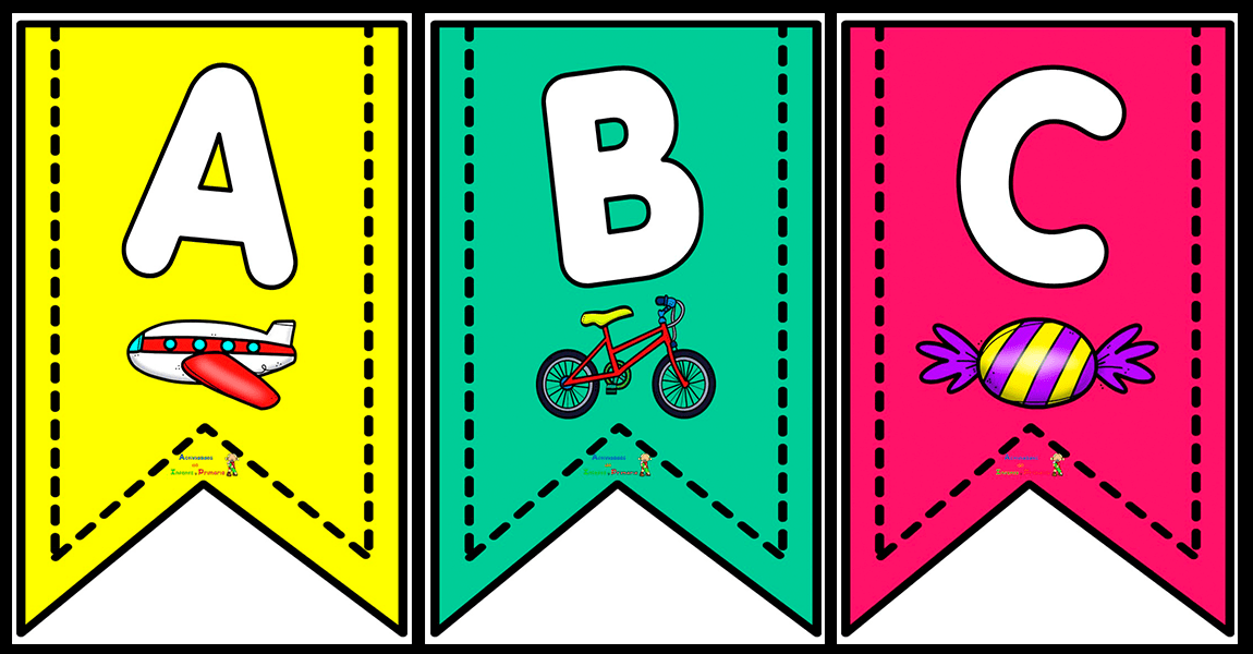 Bonitos banderin todas las letras del abecedario para decorar tu clase