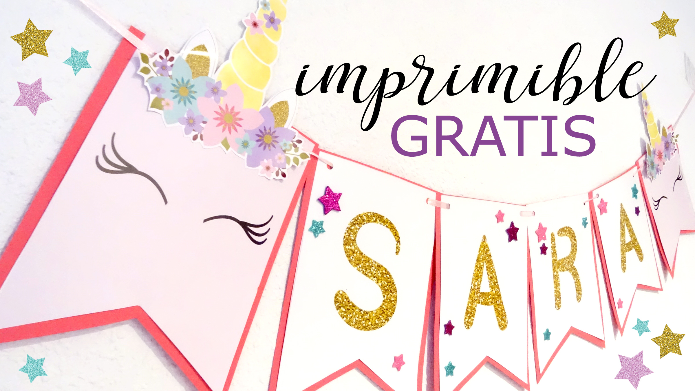 Hazlo pecial banderãn guirnalda de unicornio para cumpleaãos