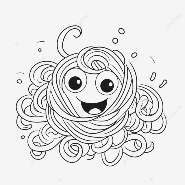 Feliz fideos personaje para colorear pãgina pdf quema boceto dibujo vector png dibujo enredado contorno enredado boceto enredado png y vector para dcargar gratis