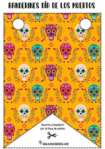 Banderines decorativos dãa de muertos by laclasedeele tpt