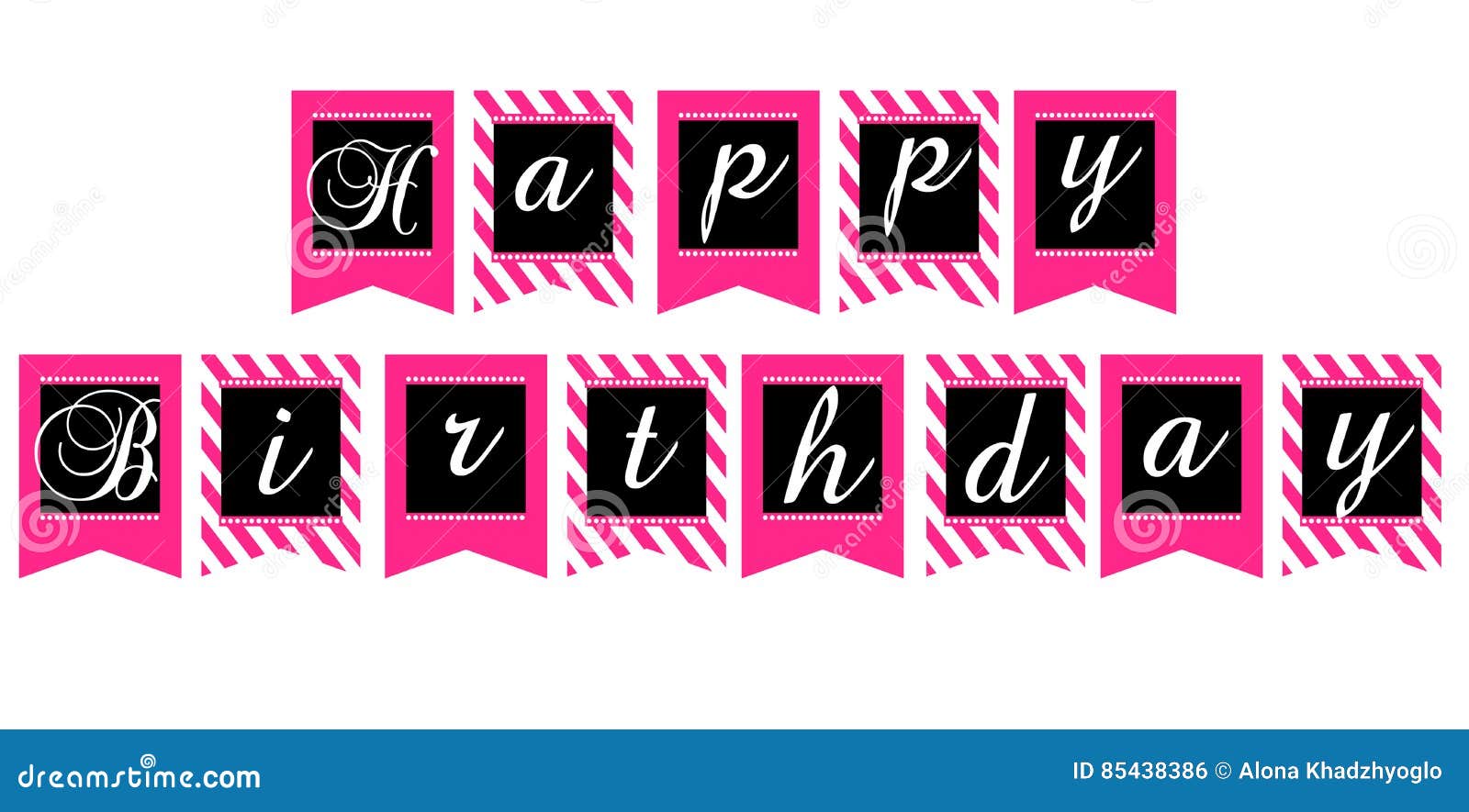 Printable template flags happy birthday banner stock vector